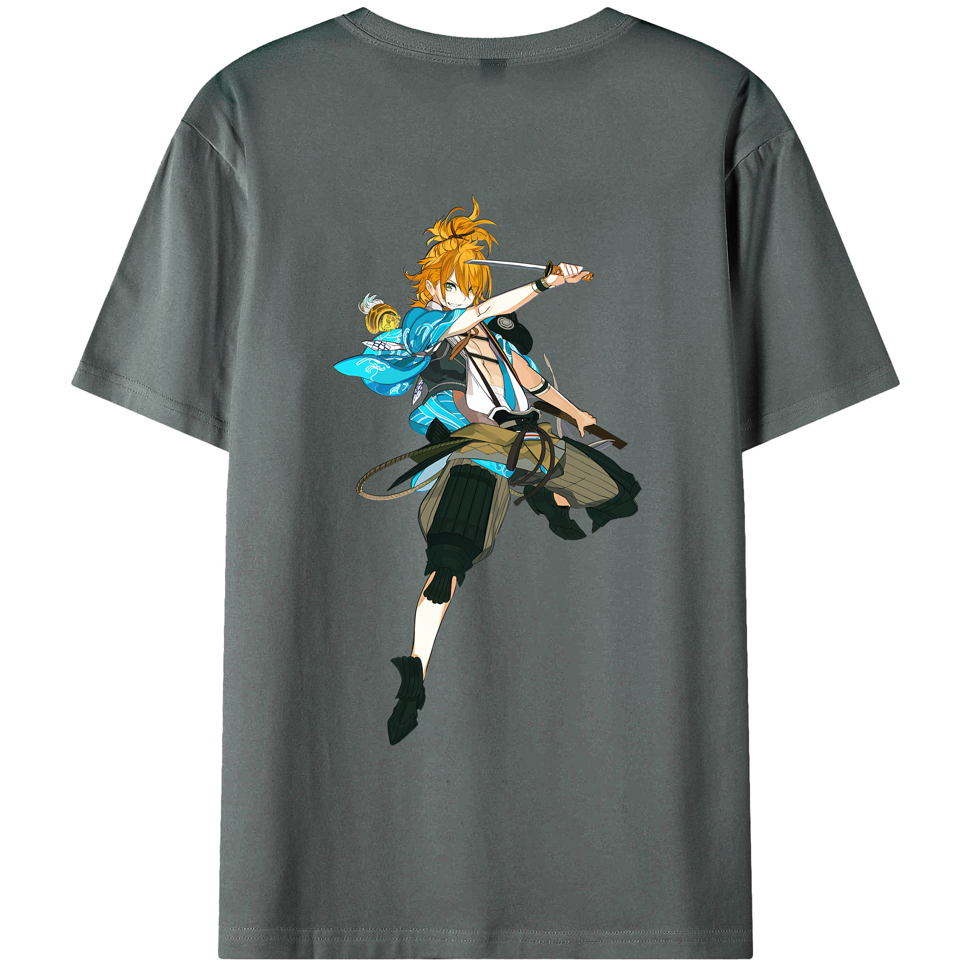 （画像用） 刀剣乱舞 Touken Ranbu 綿100％ メンズ半袖Tシャツ（バックプリント） 通気性